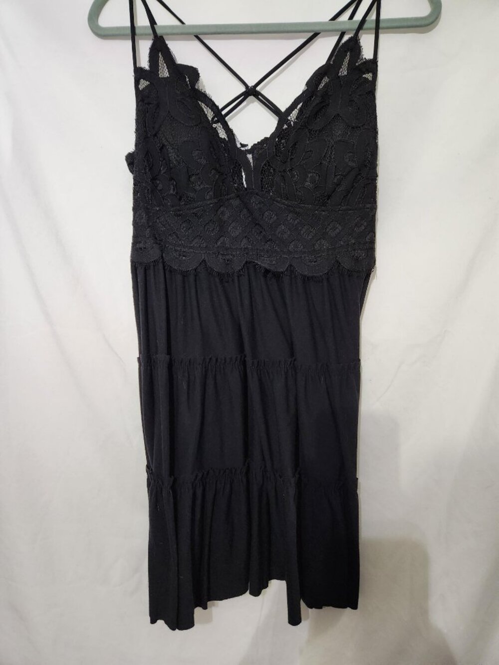 Zenana 2X Black Lace Cami Tunic Boho Layering Top Fairycore